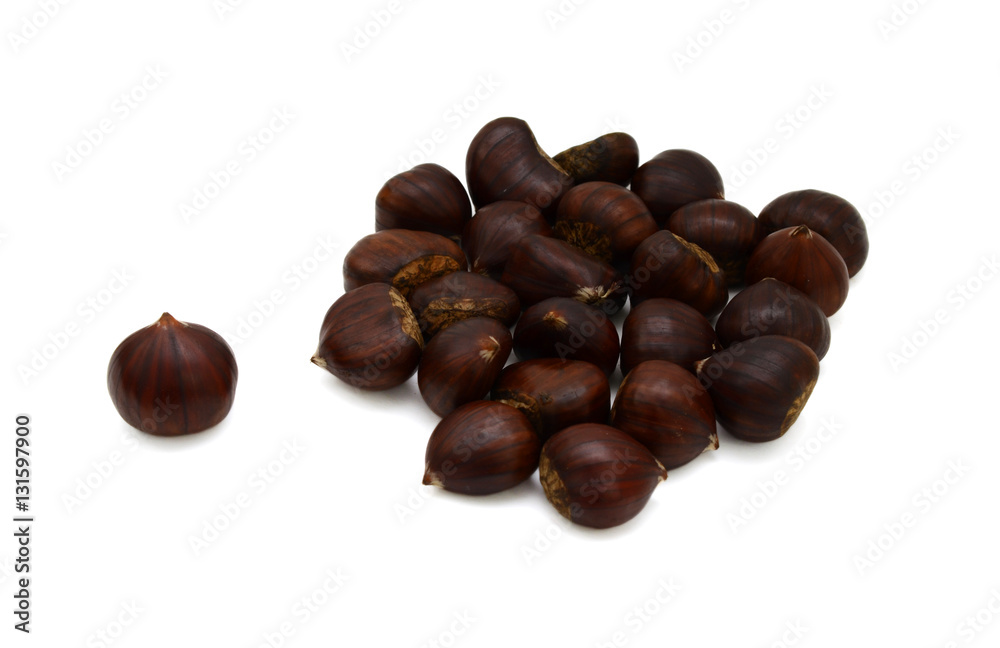 Fresh chestnuts isolated on white background Fresh chestnuts isolated on white background