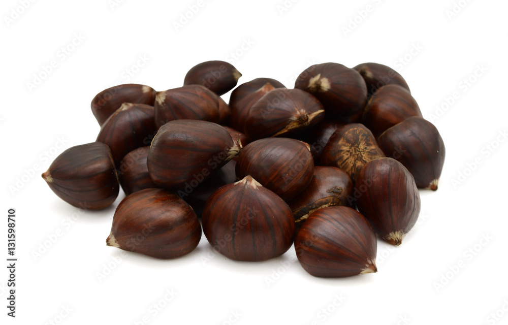 Fresh chestnuts isolated on white background Fresh chestnuts isolated on white background