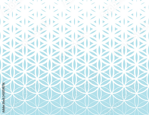 Abstract sacred geometry blue gradient flower of life halftone pattern