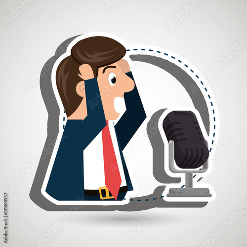 man speaker radio microphone vector illustration eps 10
