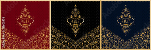 New Year 2017 greeting card set. Vector.