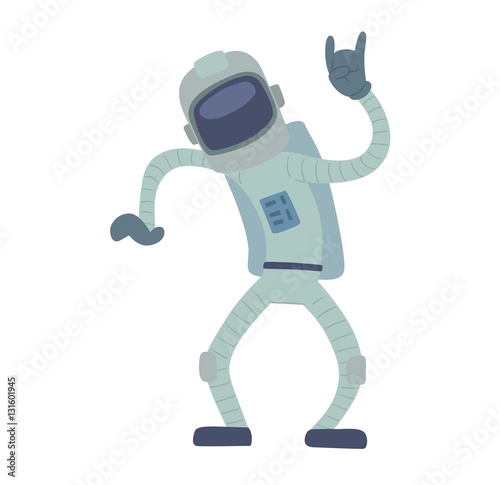 Cute astronaut in space  working and having fun.