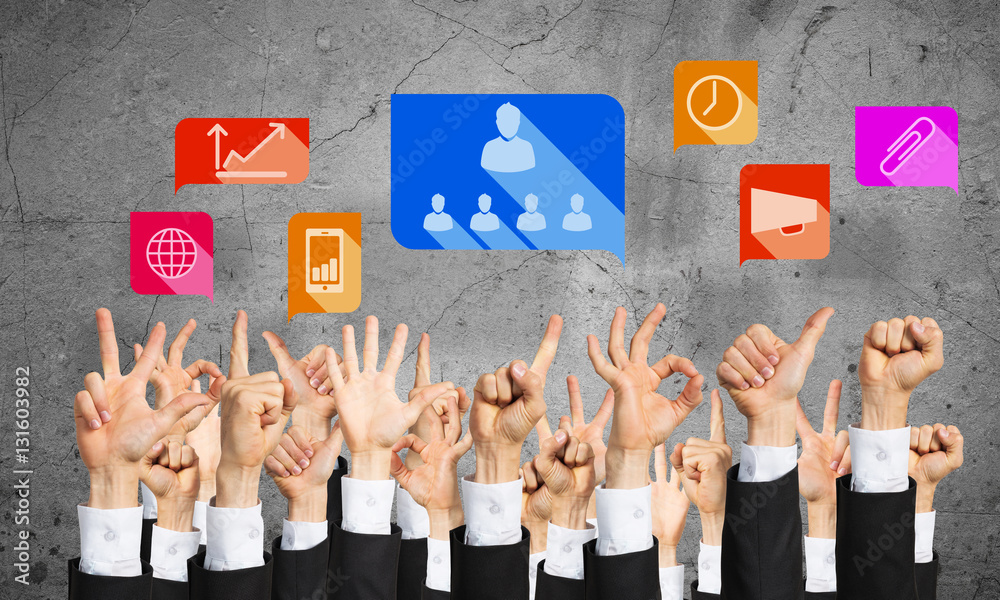 Set of hand gestures and icons