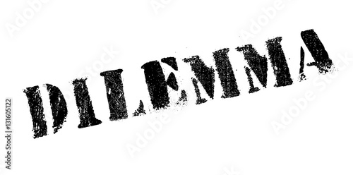 Dilemma rubber stamp. Grunge design with dust scratches. Effects can be easily removed for a clean, crisp look. Color is easily changed.