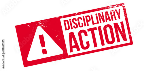 Disciplinary Action rubber stamp. Grunge design with dust scratches. Effects can be easily removed for a clean, crisp look. Color is easily changed.