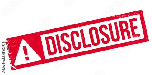 Disclosure rubber stamp. Grunge design with dust scratches. Effects can be easily removed for a clean, crisp look. Color is easily changed.