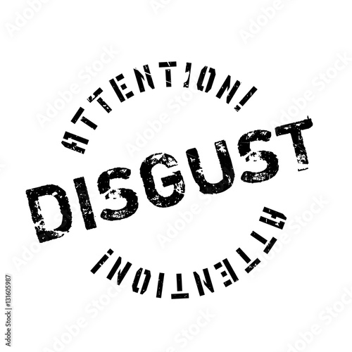 Disgust rubber stamp. Grunge design with dust scratches. Effects can be easily removed for a clean, crisp look. Color is easily changed.