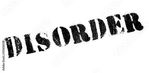 Disorder rubber stamp. Grunge design with dust scratches. Effects can be easily removed for a clean, crisp look. Color is easily changed.