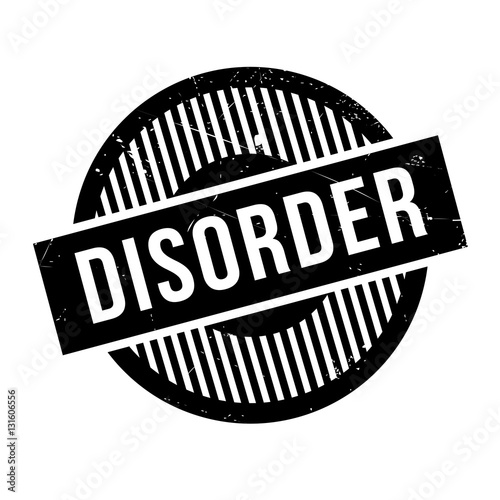 Disorder rubber stamp. Grunge design with dust scratches. Effects can be easily removed for a clean, crisp look. Color is easily changed.