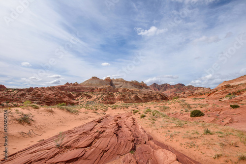 Path to The Wave - The un-marked hiking trail to the famous The Wave in the North Coyote Buttes area, Page, Arizona, USA.