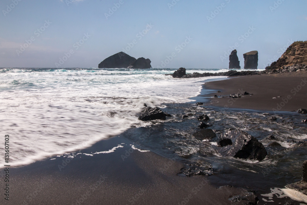 Mosteiros dark sand beach