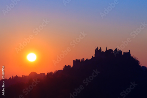 Castle silhouette at sundown