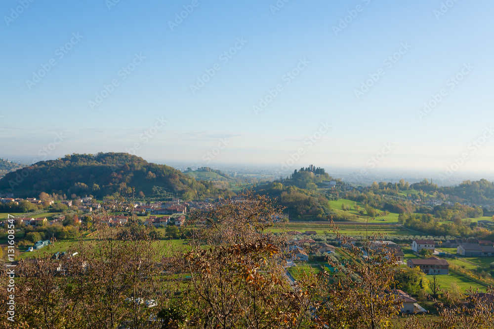 Fototapeta premium Autumn hills panorama, Italian landscape