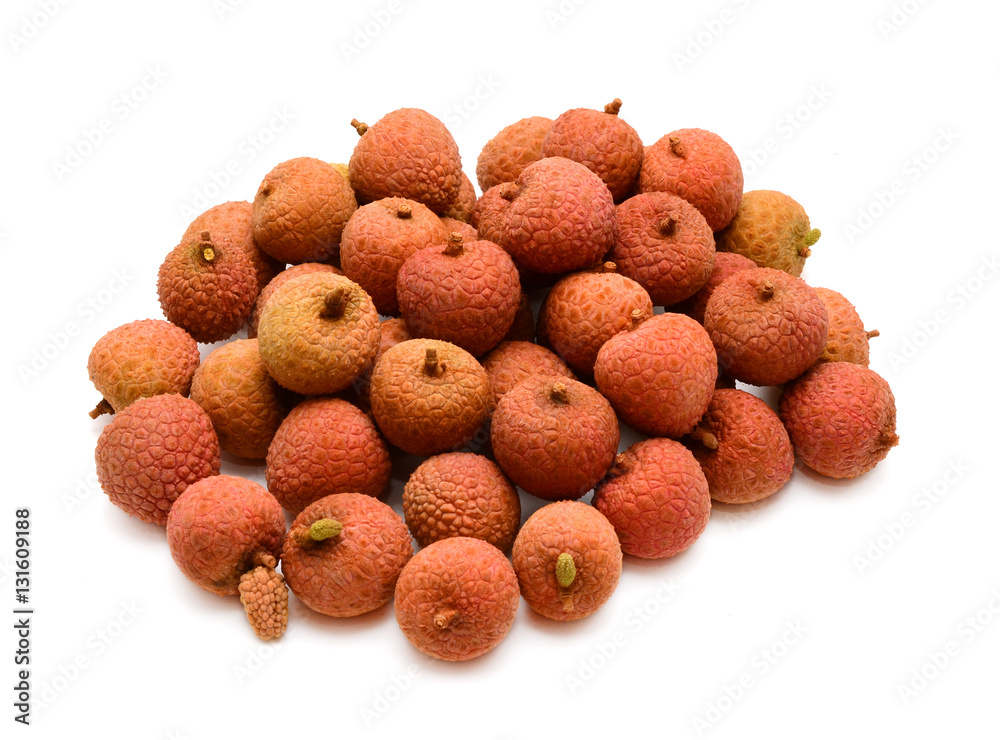 Fresh lychees fruit isolated on white background Fresh lychees fruit isolated on white background