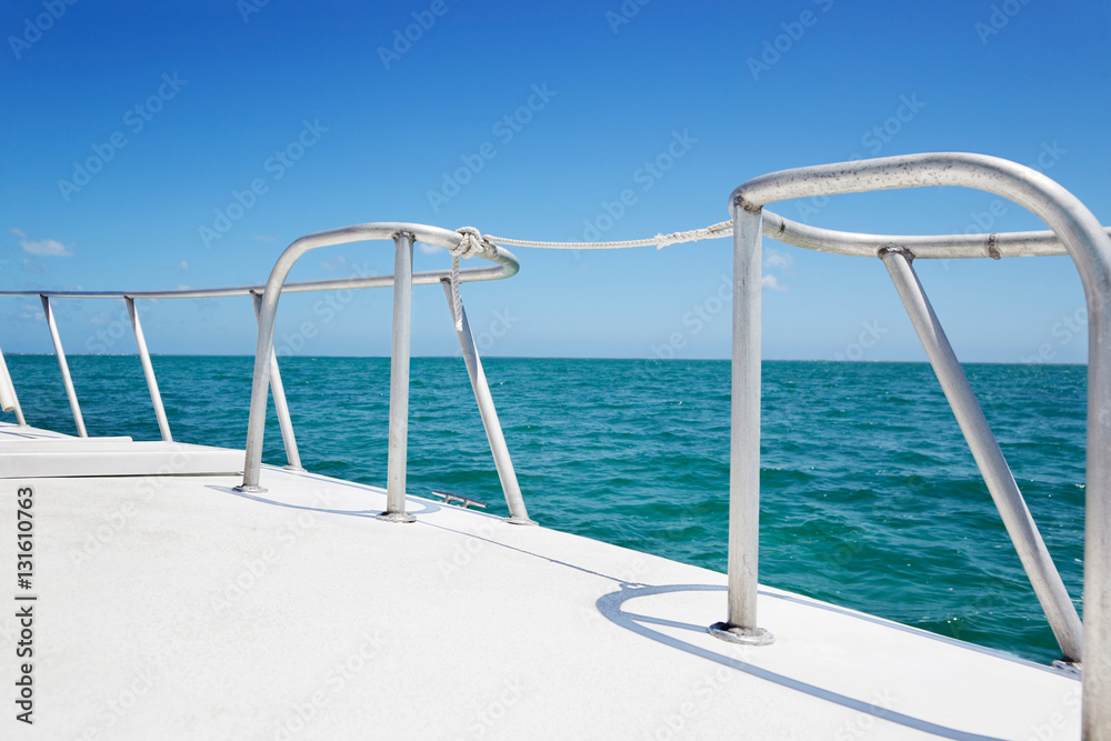 Boat railings and warm tropical waters, Grand Cayman Boat railings and warm tropical waters, Grand Cayman