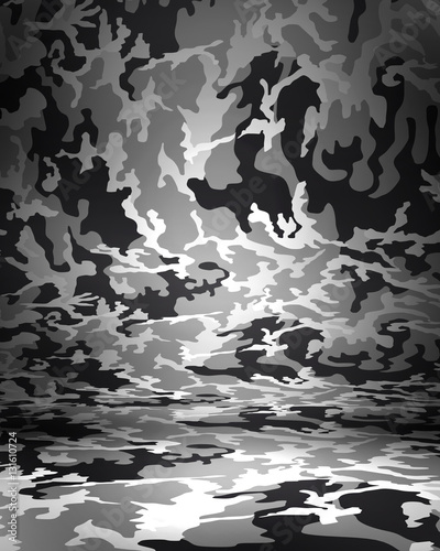 Arctic Camouflage studio portrait backdrop with floor. 3d rendering