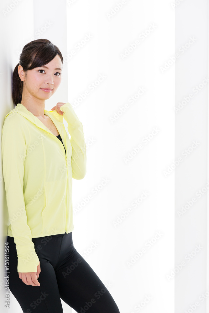 portrait of sporty asian woman relaxing portrait of sporty asian woman relaxing