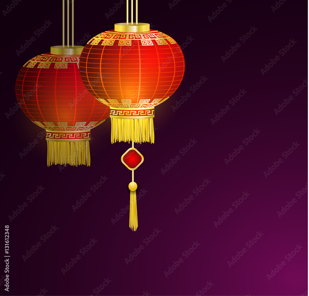 Red Chinese traditional paper lanterns
