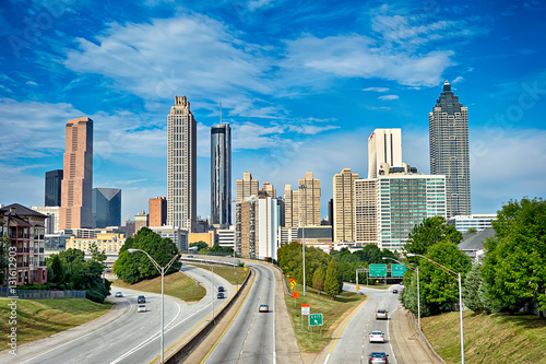 atlanta downtown skyline with blue sky photo