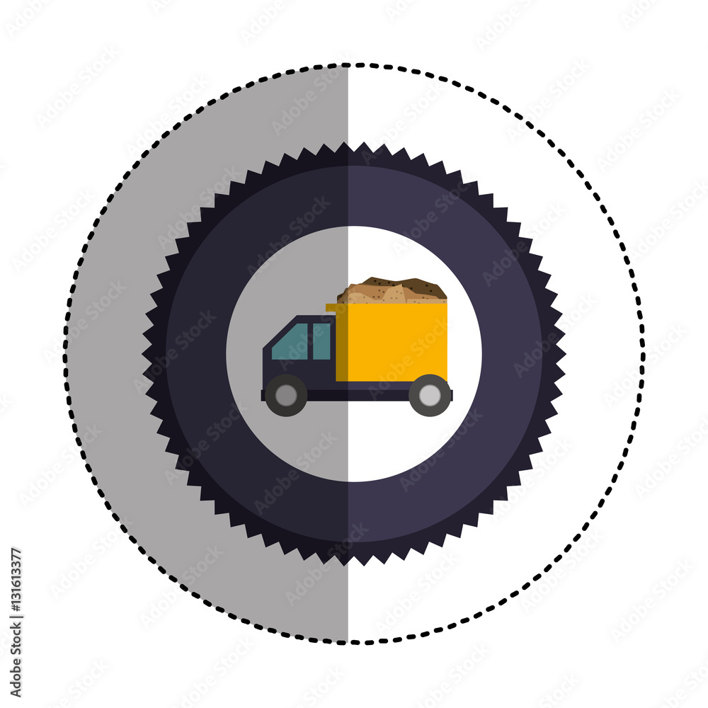 Truck icon. Under construction work repair and progress theme. Isolated design. Vector illustration