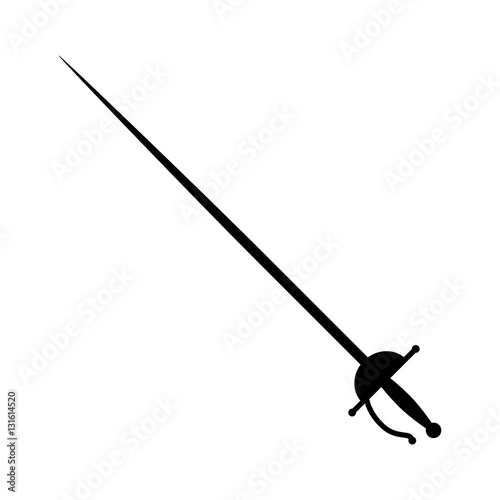 Rapier / Espada Ropera or epee sword weapon flat icon for games and websites  photo