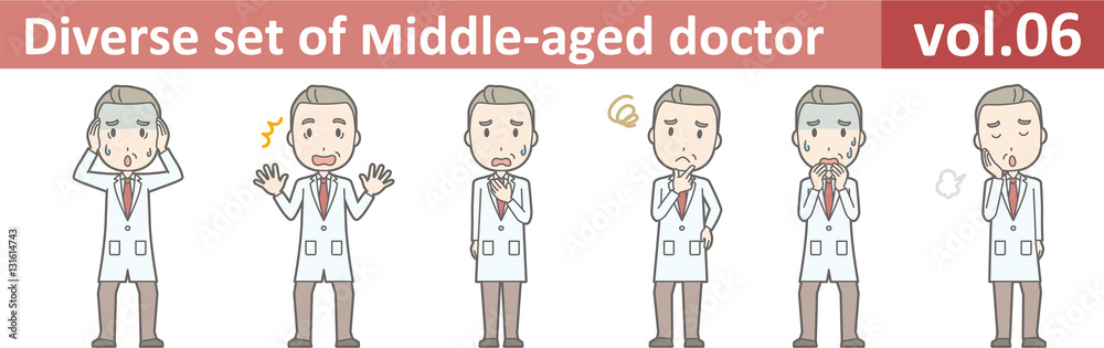 Diverse set of middle-aged male doctor,EPS10 vector format vol.0 Diverse set of middle-aged male doctor,EPS10 vector format vol.0