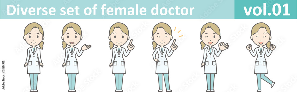 Diverse set of female doctor , EPS10 vector format vol.01 Diverse set of female doctor , EPS10 vector format vol.01