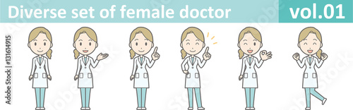 Diverse set of female doctor , EPS10 vector format vol.01