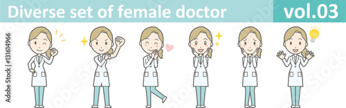 Diverse set of female doctor , EPS10 vector format vol.03