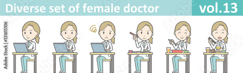 Diverse set of female doctor , EPS10 vector format vol.13