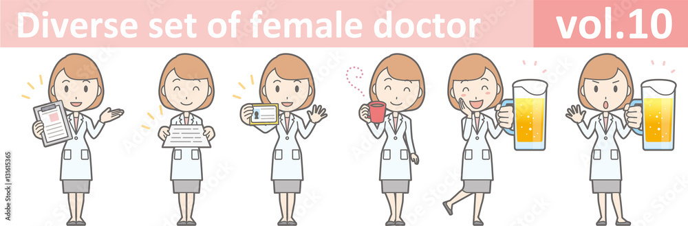 Diverse set of female doctor , EPS10 vector format vol.10 Diverse set of female doctor , EPS10 vector format vol.10