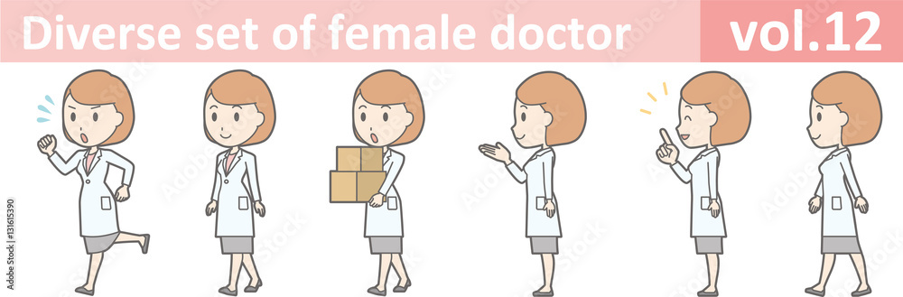 Diverse set of female doctor , EPS10 vector format vol.12