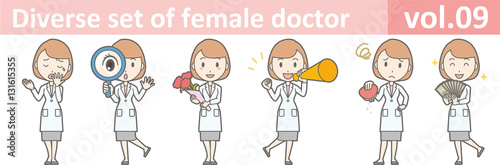 Diverse set of female doctor , EPS10 vector format vol.09