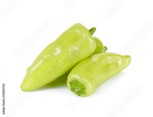 Schilderij op canvas green pepper isolated on a white background