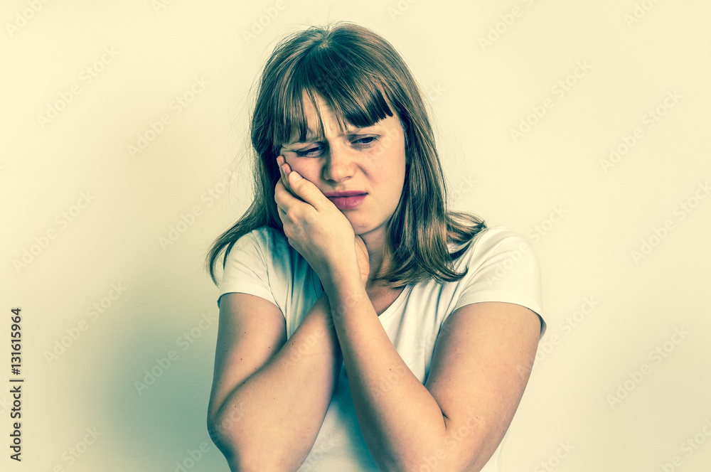 Woman suffering from toothache - retro style Woman suffering from toothache - retro style