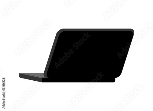 Open black laptop back isolated. notebook pc. Portable computer