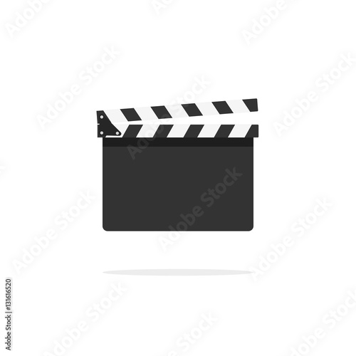 Clapperboard empty template vector icon isolated on white background, flat style clapboard slate filmmaking device, concept of film production symbol, video movie clapper equipment