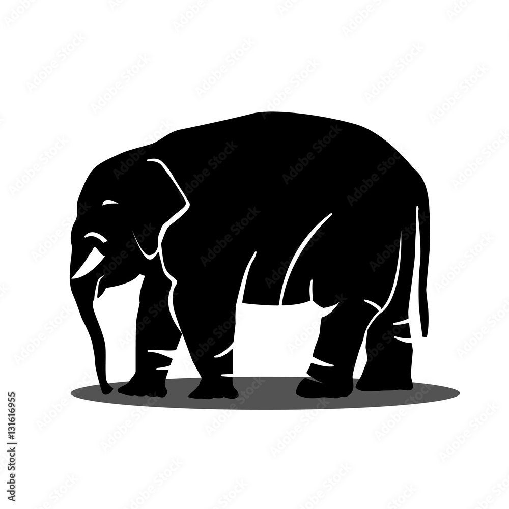 Isolated elephant. silhouette