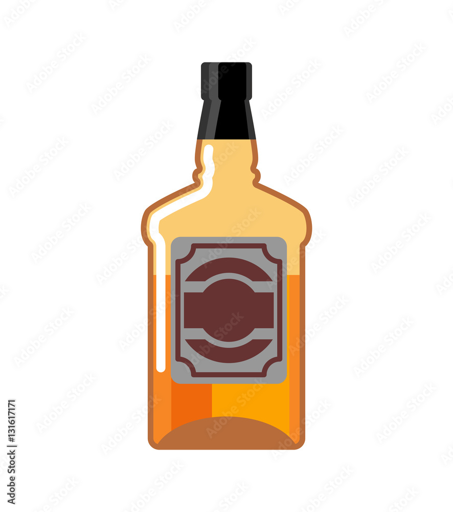 Whiskey Bottle isolated. Drink Scotch. tequila on white backgrou Whiskey Bottle isolated. Drink Scotch. tequila on white backgrou