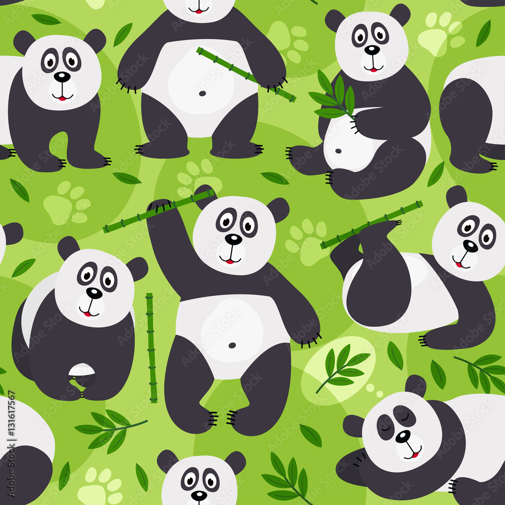 Obraz premium seamless pattern panda bear - vector illustration, eps