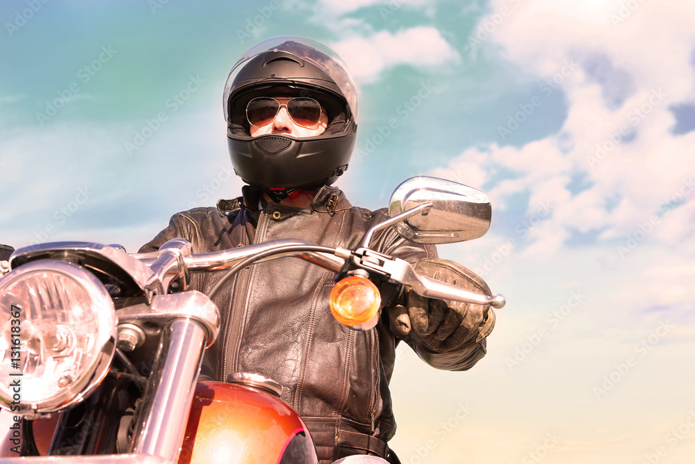 Naklejka premium Biker On the road