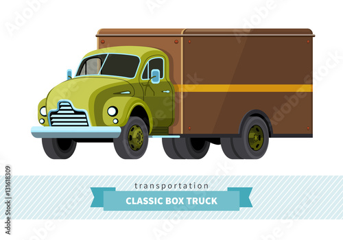 Classic box truck front side view