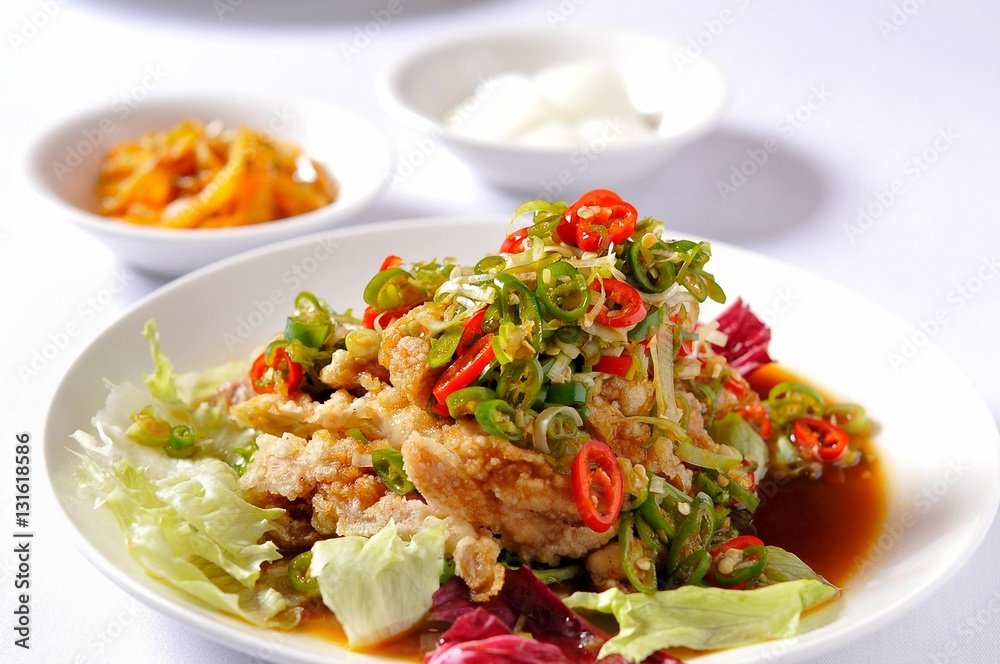 yuringi, Fried Chicken with Hot and Sour Soy Sauce, 유린기 yuringi, Fried Chicken with Hot and Sour Soy Sauce, 유린기