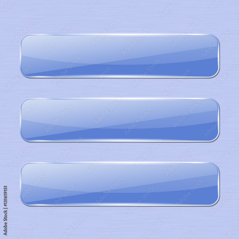 Blue glass buttons. Rectangle rounded matted icons Blue glass buttons. Rectangle rounded matted icons