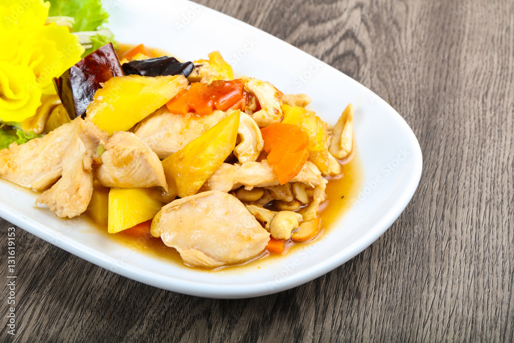 Chicken with pineapple and cahew nuts Chicken with pineapple and cahew nuts