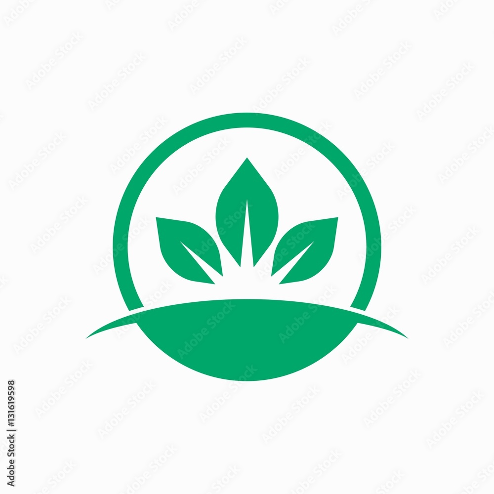 leaves in the circle logo design