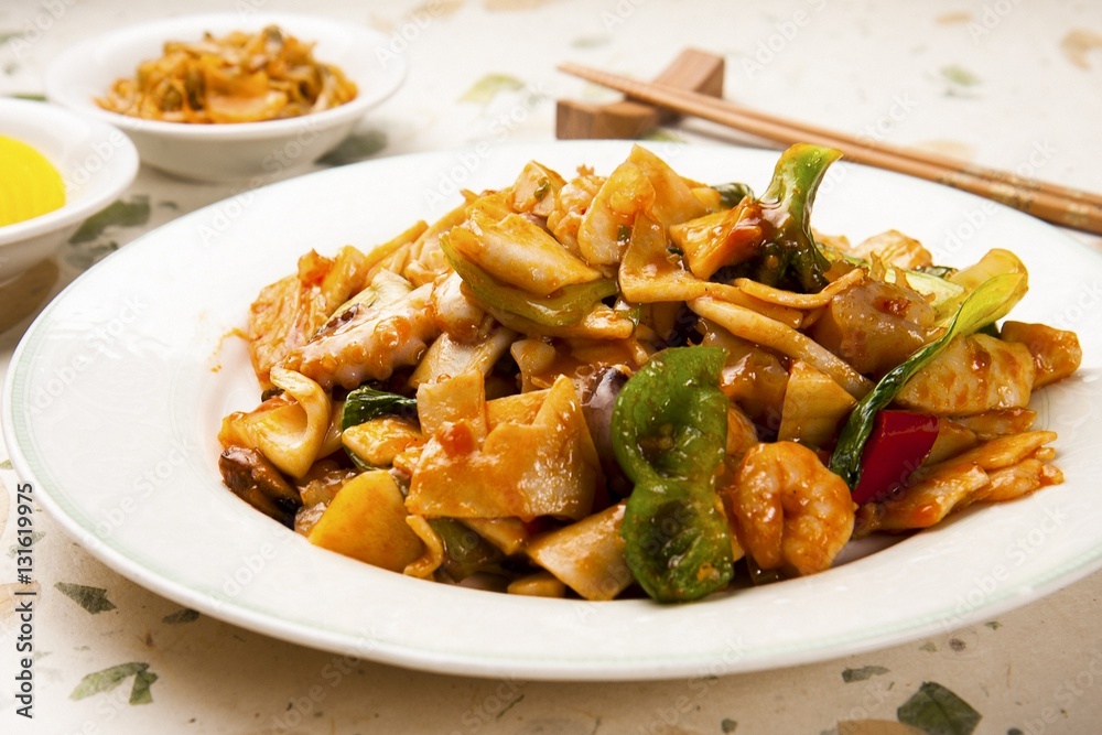 palbochae, Stir-fried Seafood and Vegetables,팔보채 palbochae, Stir-fried Seafood and Vegetables,팔보채