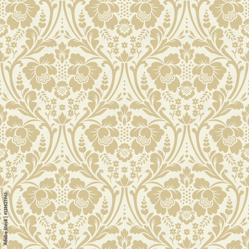 Vector seamless floral damask pattern