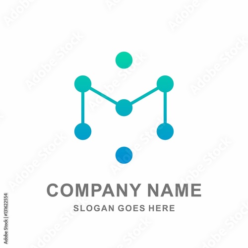 Hexagon Dots Letter M Link Data Connection Technology Computer Business Company Stock Vector Logo Design Template 