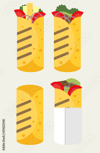 Flat design burrito icon.